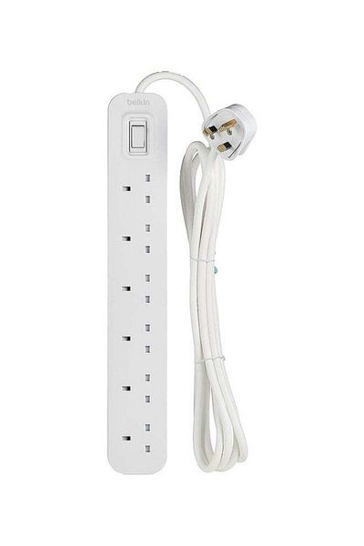 Belkin 6 Way/6 Plug 3m Power Extension Strip with On/Off Switch for Televisions, Gaming Consoles, Ho