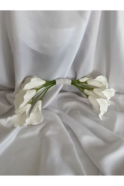 BUKETTA Beyaz Calla Gala Lilyum Gelin Buketi – İnci Detaylı Pinterest Trend G...