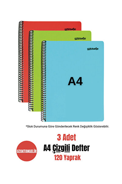 uzaktangelir Caiet Mynote A4 120 de coli cu copertă din plastic în spirală (3 bucăți)