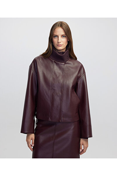 İpekyol Deri görünümlü triko mix mont