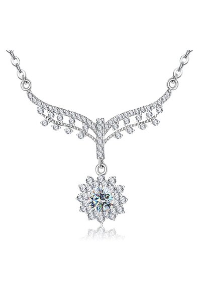 levandore Lev. inlaid diamond Pendant, Round Moissanite Diamond, Sterling Silver Gold Plated 18 k.