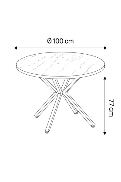 DENGEMA Zenit Plus Açılır Yuvarlak Masa (Sandalyesiz) – Traverten Desen, Kapuçino Ayak, Ø100→134 cm