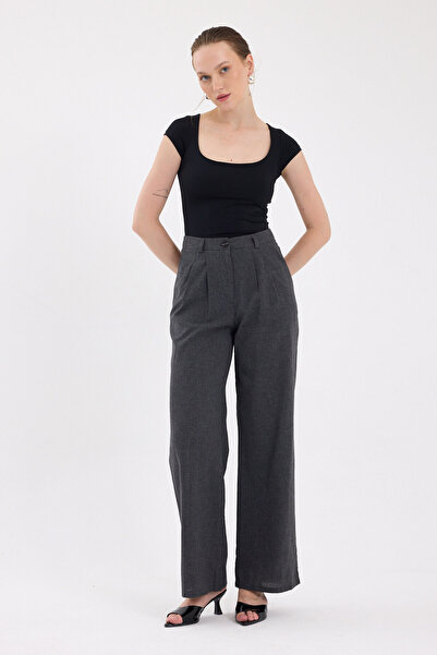 Rays Anthracite Pleated Palazzo Wide Leg Women's Trousers 4755A