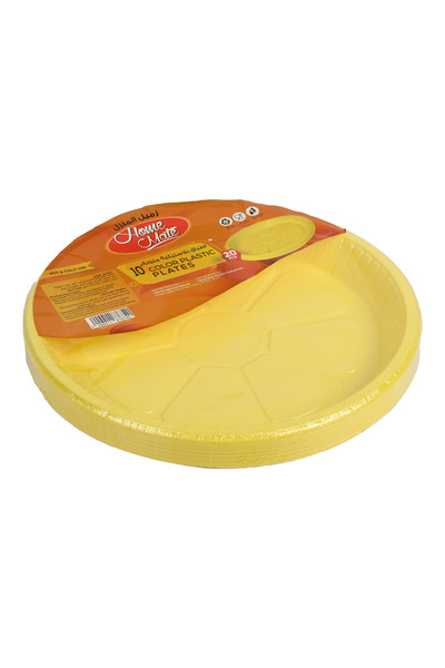 Homemate Home Mate 10" Yellow Plastic Plates – 20pcs | Durable Disposable Tableware