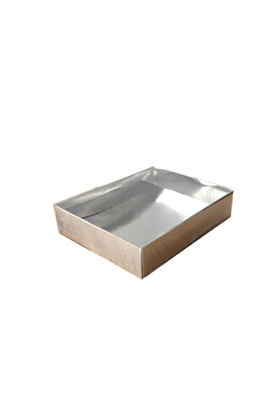 TT Tahtakale Toptancıları علبة كرتون بغطاء أسيتات 12X15X3 (25 قطعة) فضي معدني