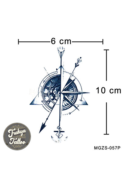 Trakya Tattoo Yarı Kalıcı Dövme Ok ve Pusula Geçici Dövme MGZS-057P
