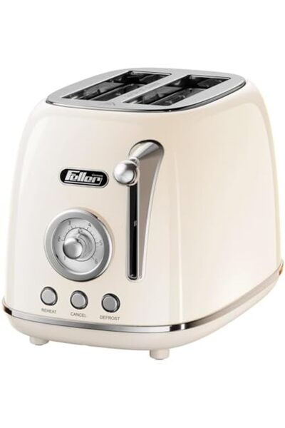 FELLER Germany, Retro Style 2-Slice Toaster, 815 W, Steel Body, Dust Cover & Foldable Bun Warmer, De