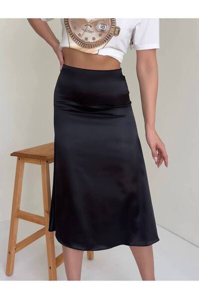 FioriModa Saténová midi sukně s elastickým pasem