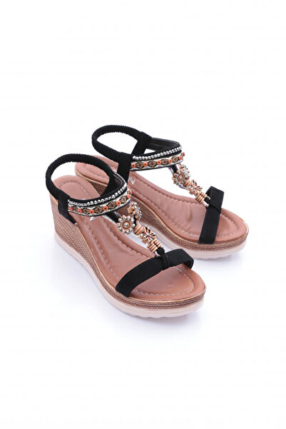 DGN 1041 Women's High Heel Flower and Butterfly Patterned Sandals