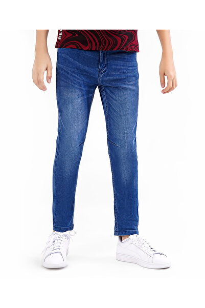 Primo Gino Ankle Length Cotton Elastane Washed Jeans Solid- Dark Blue