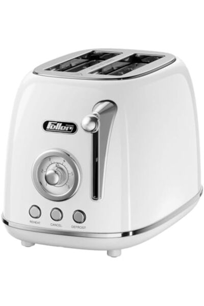 FELLER Germany, Retro Style 2-Slice Toaster, 815 W, Stainless Steel, Dust Cover & Foldable Bun Warme