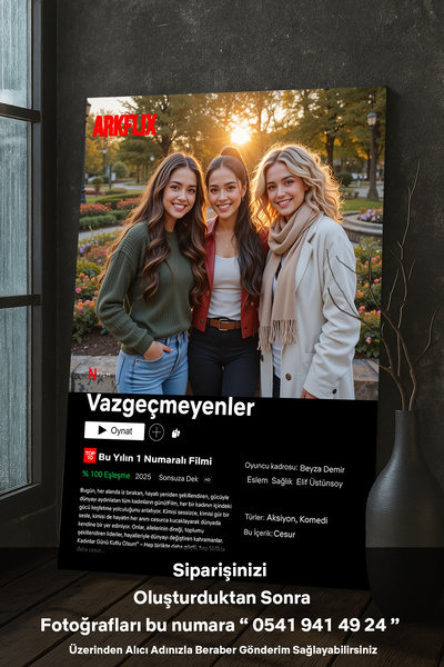 Lotus Digital Netflix Temalı Kişiselleştirilebilir Ahşap Tablo - Sevgililer, ...