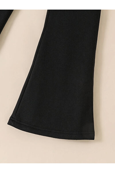 MORNİNG KİDS Lány pillangómintás bézs színű, nyakú pulóver-spanyol szárú leggings szett