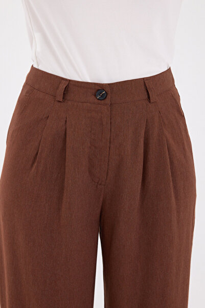 Rays Coffee Pleated Palazzo Wide Leg Women's Trousers 4755A