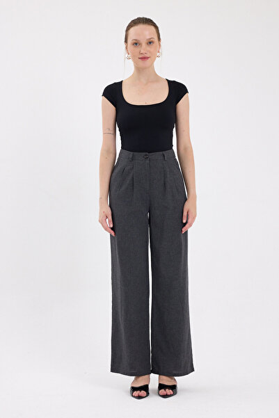 Rays Anthracite Pleated Palazzo Wide Leg Women's Trousers 4755A