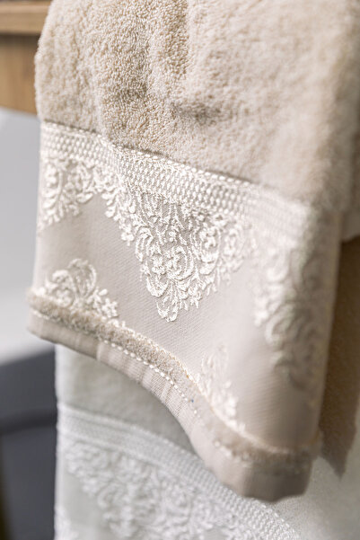 FAVORA Velora Deluxe 100% βαμβακερό σετ μπουρνούζι - Μπεζ - Κρέμα