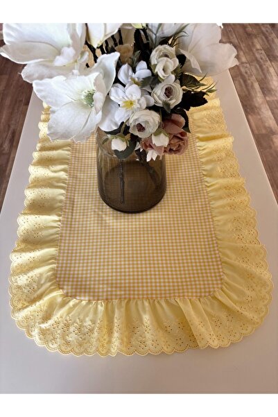 NURGİTA HOME Nurgita Home Fırfırlı Fistolu Vintage Oval Runner 40X140 cm