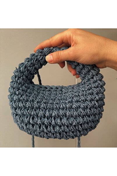 ARTTMACRAME Mini geantă tote lucrată manual – Sfoară de hârtie / Culoare natu...