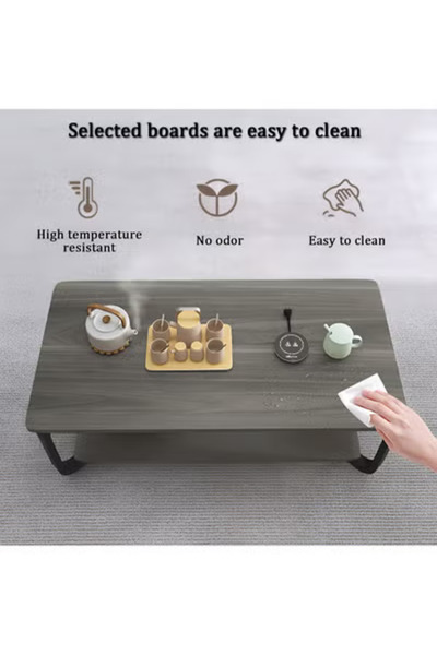 Taimi Wooden Coffee Table Modern Design with Double Layer Storage Space and Metal Legs, 100x50x43cm-Grey