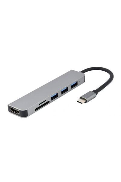 Gembird Adaptor A-CM-COMBO6-02, 3 x USB, HDMI (Grey)