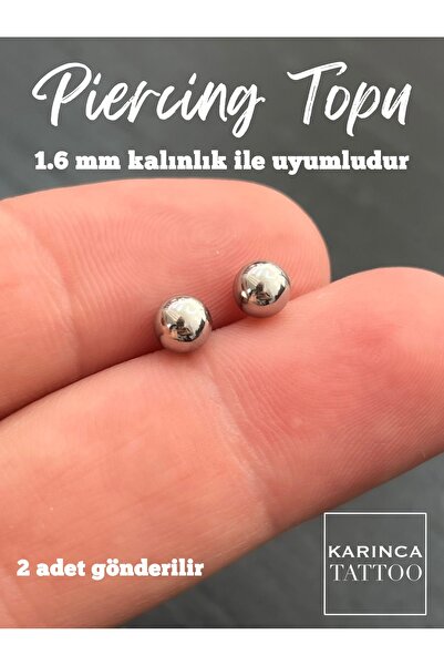 Karınca Piercing 5 mm Piercing Ball 2Pcs (for 1.6 mm Thickness Like Tongue Navel)