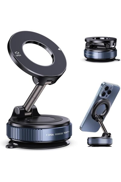 Ctoby Magnetic Vacuum Suction Car Mount, 360° Rotatable, Foldable, Compatible with iPhone 12-16