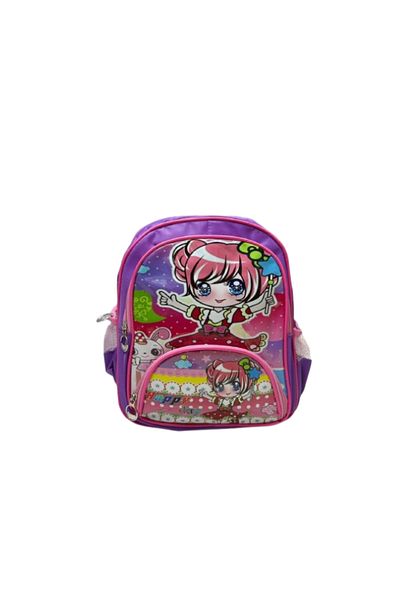 IQTENA Kids Backpack for Girls – Purple and Pink Cartoon Design, Small School Bag with Multiple Pockets