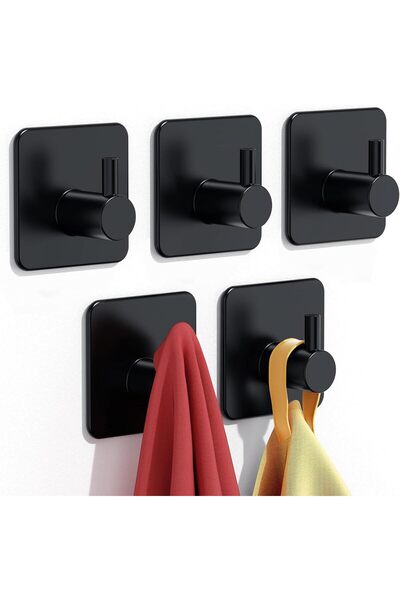 Generic Ctoby Wall Hooks, Adhesive Hooks Heavy Duty 22 lb (Max), 5 Pack Stainless Steel Self Adhesive Hooks,