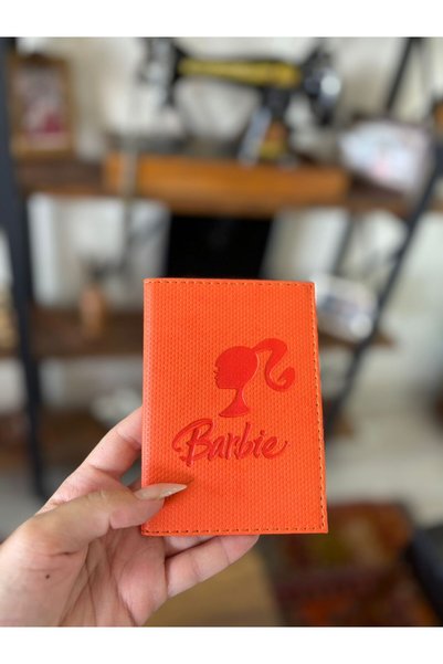 Barbie Efe Deri turuncu Deri Dikişli Araç Ruhsat Kılıfı Kabı Oto Ruhsatlık Ar...