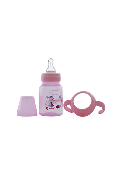 Shield Baby Standardneck Feeding Bottle W/Handle Deluxe, +3m, 125ml (Special Edition)-Assorted Color - Pack of 1