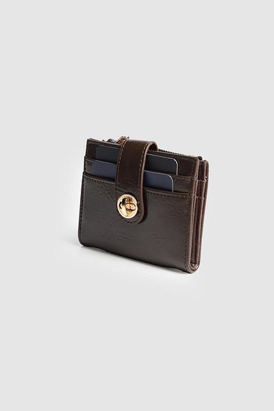 La La'Graccio Paris La'Graccio Paris Women's Patent Leather Multi-Compartment Card Holder Wallet Brown