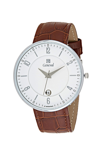 GENEVAL Men's Water Resistant Leather Strap Analog Wrist Watch GL1713WWO - 45 mm