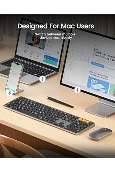 ProtoArc لوحة مفاتيح وماوس بلوتوث بإضاءة خلفية لأجهزة ماك، KM100-A
