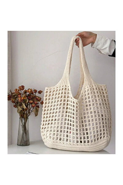 OEM Beach Bag, Crocheted, Unique Design, Large Capacity, White