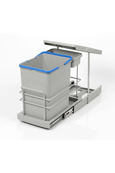 Genel Markalar P9154 Teleskopi̇k Rayli Çöp Kovasi 16+1lt Gri̇