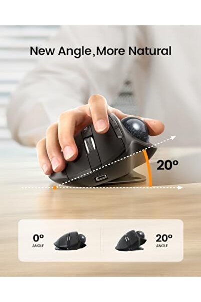 ProtoArc Wireless Trackball Mouse, EM01 NL Ergonomic Bluetooth Rollerball Thumb Rechargeable Compute