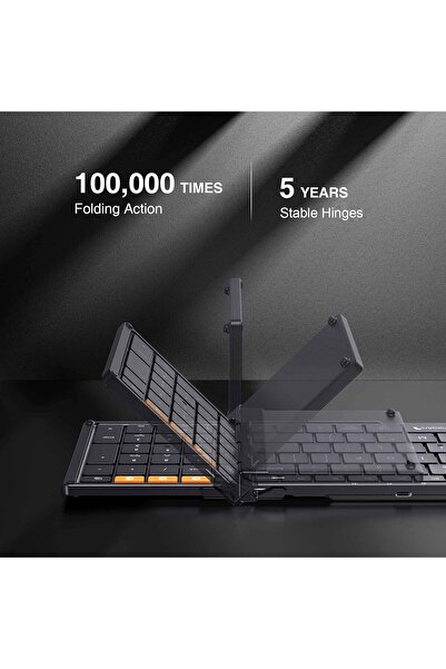 ProtoArc Foldable Bluetooth Keyboard, XK01 Folding Wireless Portable Keyboard with Numeric Keypad