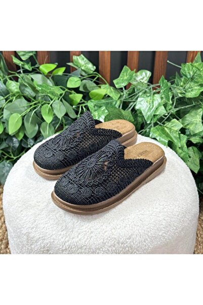 MEY Lace-embroidered net slippers m1707