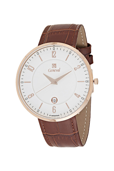GENEVAL Men's Water Resistant Leather Strap Analog Wrist Watch GL1713RWO - 45 mm