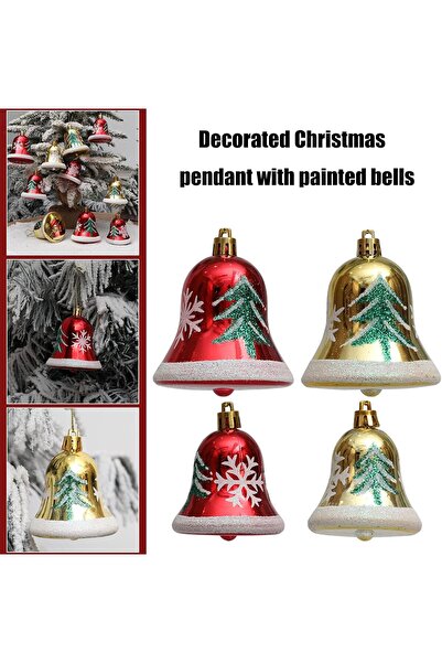 Yenigeldi 4 τεμάχια κόκκινο στολίδι χριστουγεννιάτικου δέντρου με καμπάνα – Δ...