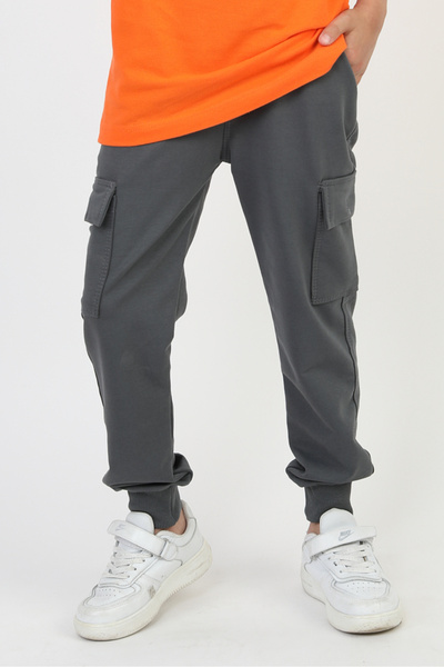 SLOBODA Unisex Ribbed Cargo Pocket Gray School Pants