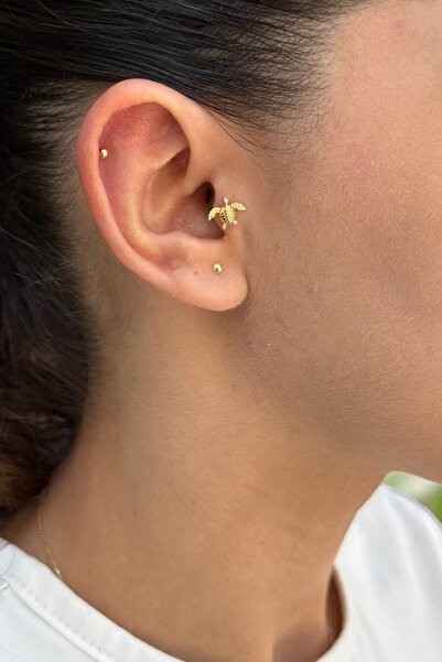 Utku Kuyumculuk 14 AYAR KAPLUMBAĞA CARETTA TRAGUS VE HELİX KÜPE