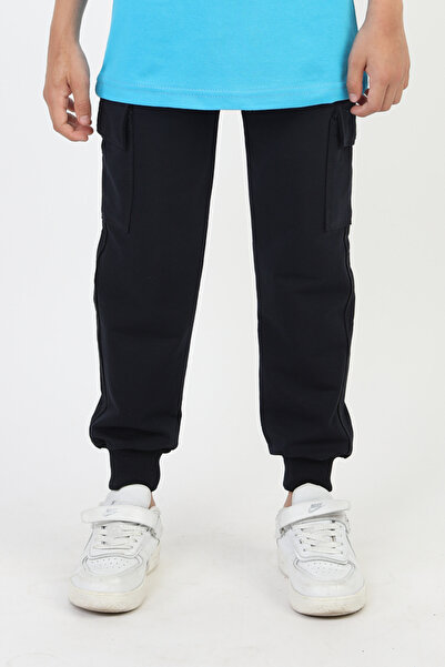 SLOBODA Unisex Printed Ribbed Cargo Pocket Dark Blue Tracksuit Bottoms School...