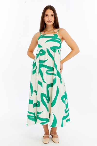 CHOS7N Women's Strappy Patterned Midi Dress – Comfortable Summer Casual & Stylish Dress