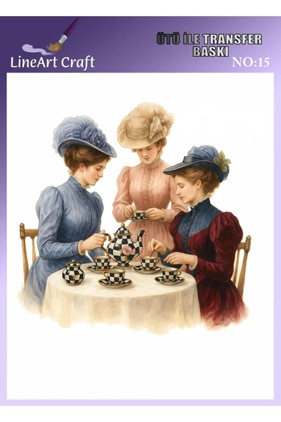 LİNEART Ütü ile Yapışan Kumaş Baskı, Kumaş Dekopaj, KD15, 20x20cm