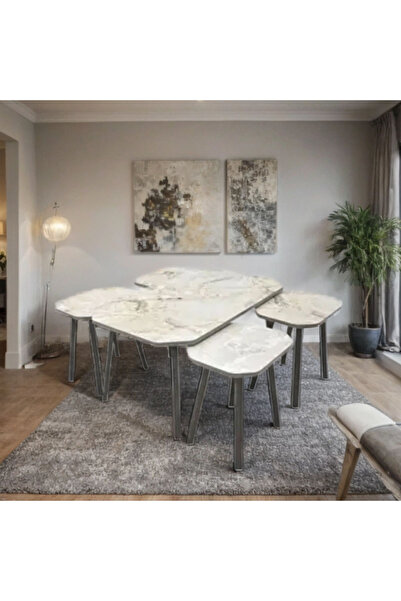 Tasamem Dafia طقم طاولات كنب خشب تركي 5 قطع