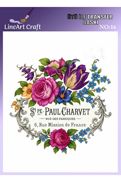 LİNEART Ütü ile Yapışan Kumaş Baskı, Kumaş Dekopaj, KD16, 20x20cm