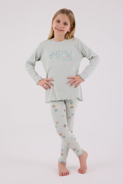 HAUSEkids Costum pentru fete Meow City de 2--8 ani - verde mentă