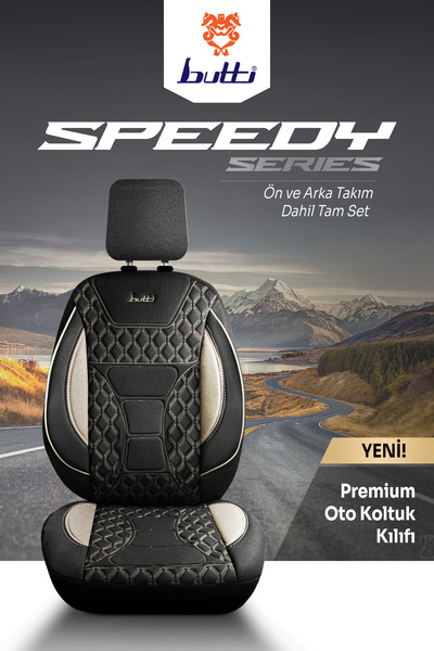 BUTTİ Speedy Series Premium Auto Seat Cover |   Orthopedic Supported, Front and Back Full Set, Airbag Compatible