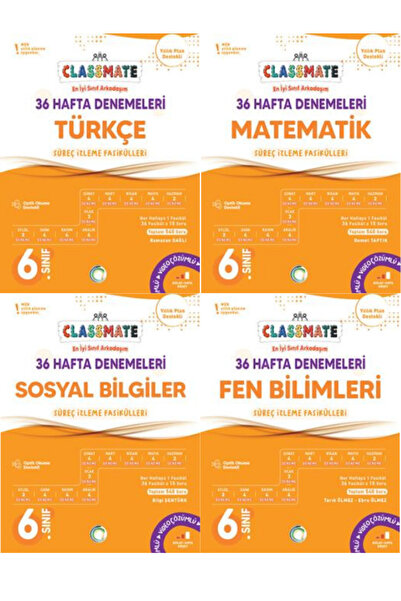 Okyanus Yayıncılık 6. Sınıf Classmate 36 Hafta Denemeleri Fen Bilimleri+Türkç...